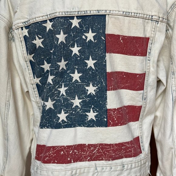Blank NYC Distressed American Flag Denim Jacket Medium - Picture 13 of 17